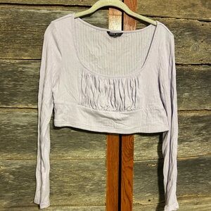 SHEIN Lavender Long Sleeve Crop Top Ribbed Size XL